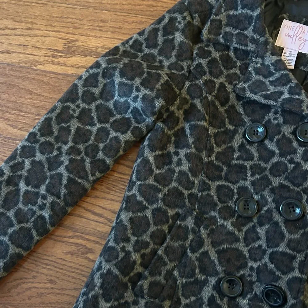 NWOT Vine and Valley Girls Size 16 Leopard Print Pea Coat NEVER WORN